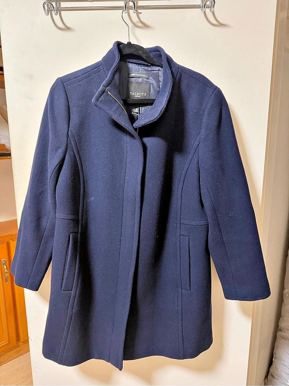 Talbots Albury Italian Wool Stadium Coat Petite Small Navy